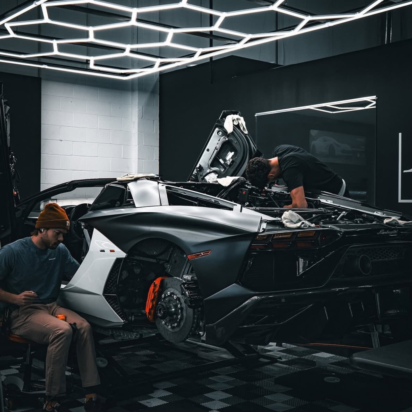 Lamborghini being prepared before correction work begins